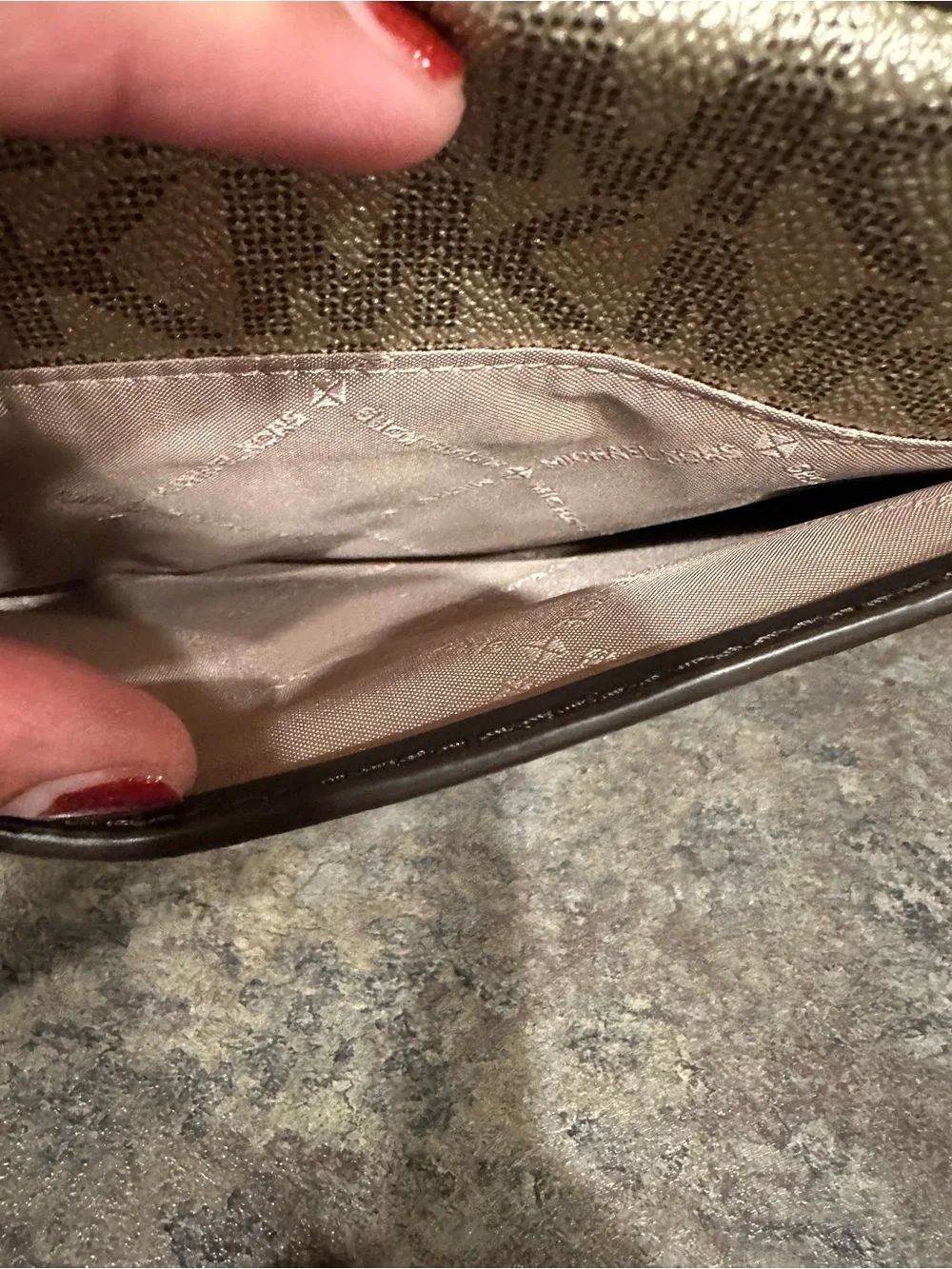 Michael Kors Brown MK Signature Crossbody with Gold Chain Accent